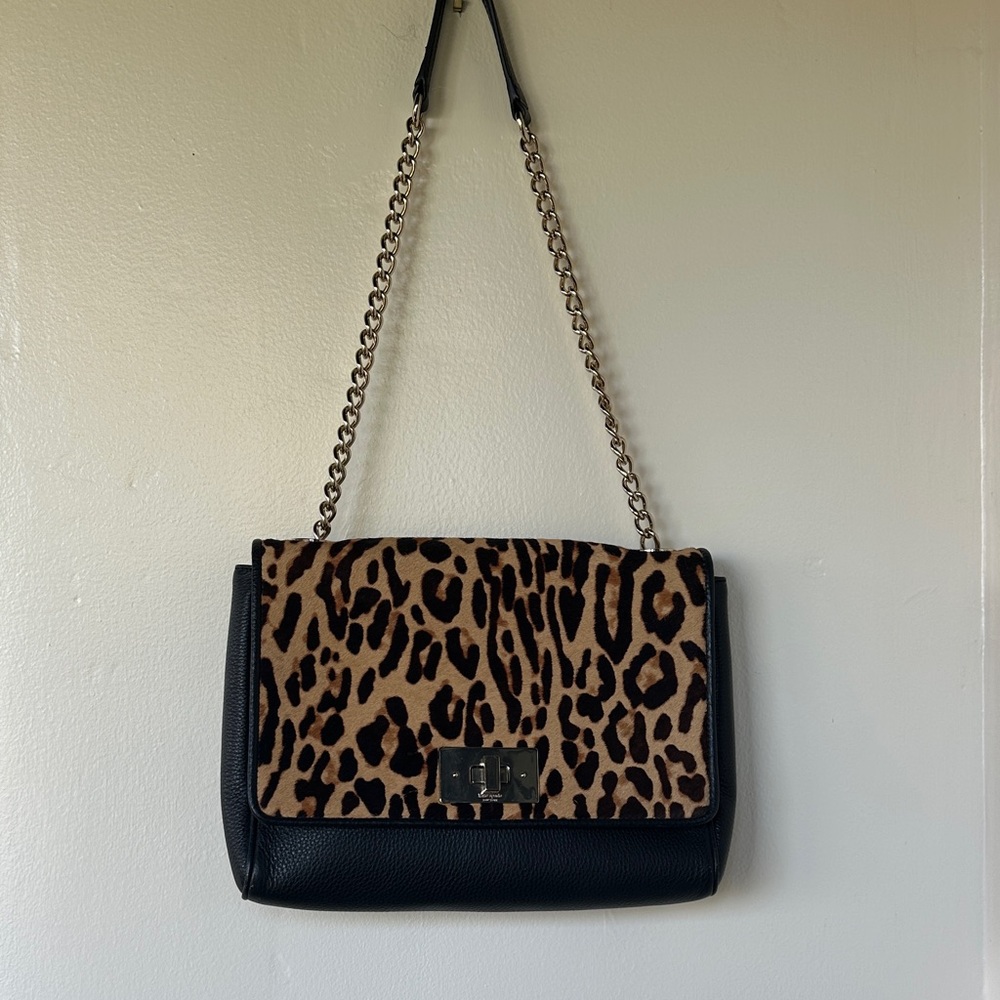 Kate Spade Leopard Print Black Shoulder Bag